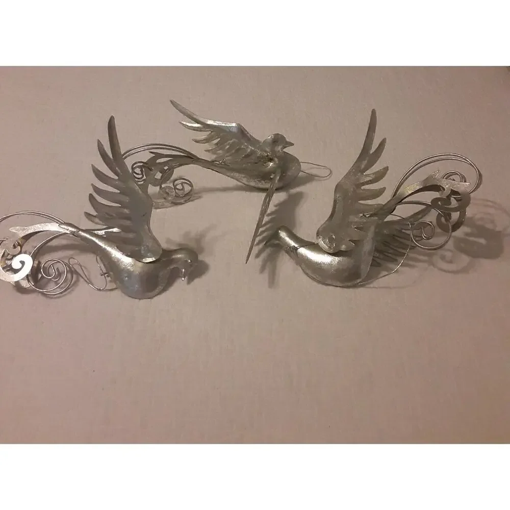 Tin Metal Bird Ornaments Plus Bonus Christmas Expanding Wings